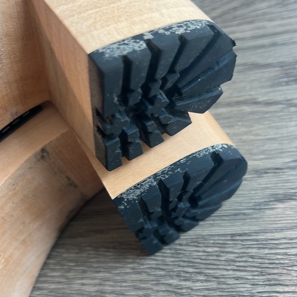 Swedish Hasbeens Wooden Strappy Leather Velcro Slip-On Platform Sandal - Picture 9 of 11